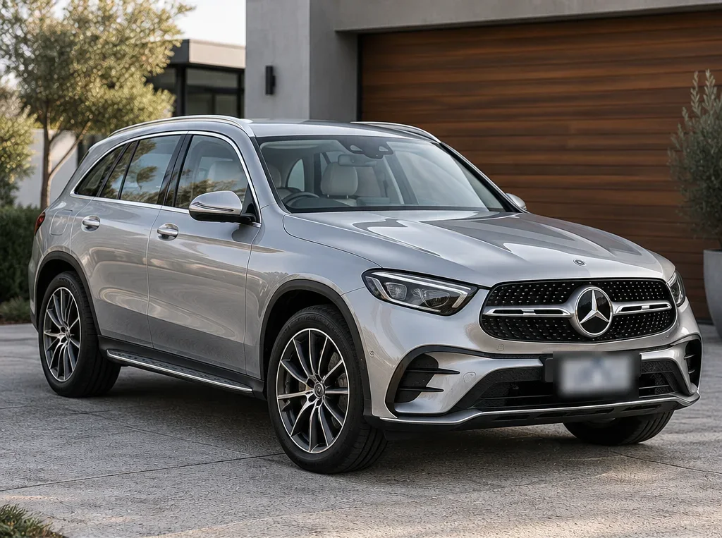 The same silver Mercedes SUV before tinting, with clear windows